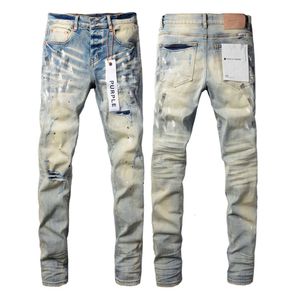 Purple dżinsowe dżinsowe dżinsy na męskie proste chude spodnie dżinsy w lupgy dżins europejski dżinsowe spodnie mens spodni motocyklowy haft motocyklowy rozerwany dla trendu 29-40 J9007