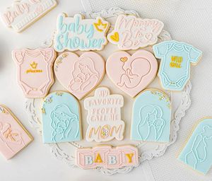 Baking Moulds Mommy To Be Baby Shower Cookie Cutter Acrylic Reverse Stamp Embosser Fondant Cake Mold Pregnant Gift Decoration Tool