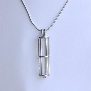 Pendant Necklaces 5pcs 18kgp Pearl Gem Beads Locket Hollow-out Long Cylinder Tube Cage Fittings For DIY Bracelet Necklace Jewelry207L