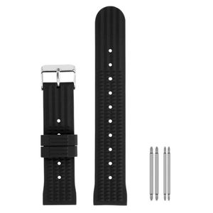 20mm 22mm gummiklocka Band Vattentät dykare Ersättning Armband Black Blue Silicone Armband Rem Spen Bars Pin Buckle236w