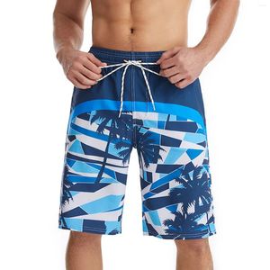 Calções masculinos natação elegante camuflagem impressão calças joelho troncos clássico duplo bolso rendas até maiô lazer beachwear