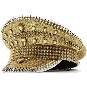 Ball Caps Ball Cap Men Steampunk Military Hat With Gold Rivet Queen Sequin Burning Sergeant Rave Festival Bachelorette Part 221122 Dro Dhysz