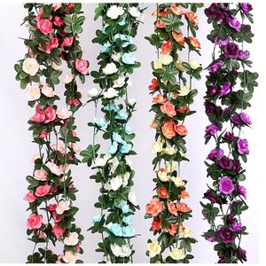 250 cm/99 pollici 45 fiori di seta rosa decorazione di nozze Edera vite fiore artificiale arco decorazione parete verde foglia 240131