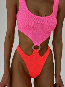 Damenbadebekleidung Sexy Damen-Einteiler-Badeanzug 2023, strukturierter Damen-Badeanzug mit hoher Taille, Monokini, Push-up-Badeanzug, Strandanzug, J240131