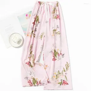 Women's Sleepwear Long Soft Free Loose Sleep Drawstring Bottoms Size Trousers Pajama Breathable Printing Sleeping Women Homewear Thin Casual