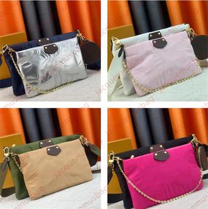 Tasarımcı Maxi Multi Pochette Çanta Accessoire M58977 Crossbody Omuz Çantası Kadınlar Kış Sıcak 3-PC Çanta Econil Naylon Çok Boya Yuvarlak Para Çanta ile