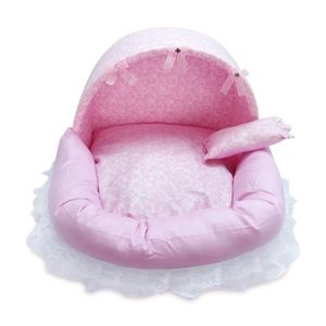 Cama de cachorro de renda rosa adequada para cães pequenos com almofada S M L pet pode lavar cães pequenos animais internos Sweet Home York almofada de assento de carro 240131