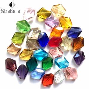 Beads StreBelle Factory Wholesale Flat Rhombus 12x14mm 100pcs DIY Glass Beads Mixed Colors Crystal Beads for Women Jewelry Making AAA