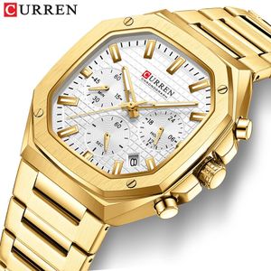 Curren Men's Watches Top Brand Luksus Chronograph Quartz Men Watch Waterproof Sport Tray Watch Mężczyźni zegar ze stali nierdzewnej Salon 240125