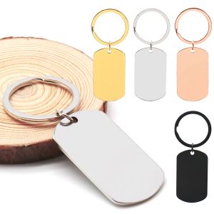 Rings 50sets Dog Id Tags Stainless Steel Rectangle Blank Stamping Pendants Military Soldier Card Jewelry Making Diy Necklacer Key Ring