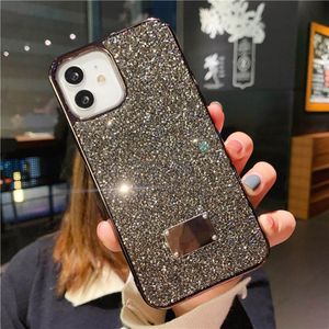 iPhone 15 Pro Max Designer Bling Telefon dla Apple 14 Plus 13 12 11 XR XS 8 7 Luksusowy Rhinestone Diamond Glitter Chromed Miękka tylna okładka TPU Sparkling Coque Fundas Black