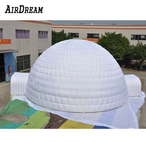 wholesale Customized white 8/10m dia giant air inflatable igloo dome tent LED lighting with 2 doors for big party events 001