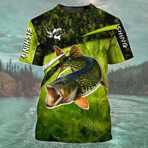 Męskie koszulki letnie męskie koszulka karpi rybołówstwo 3D T-shirt mężczyzn mody T-shirty Dzieci Hip Hop Tops TES MENS Odzież Y2K Tops Boy