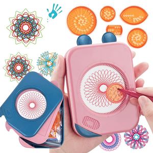 Magic Spirograph Ritning Toys Målningsmall Multifunktionstillbehör Geometrisk linjal Utarbetande verktyg Lagring Set Kids 240124