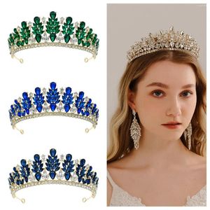 Hårklipp diezi lyxig bröllopsklänning kristall krona brud huvudbonad tillbehör eleganta drottning tiaras diadem flickor pannband