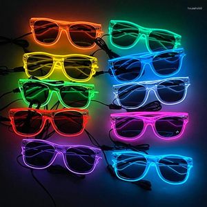 Fontes de festa EL Wire Cyberpunk Óculos para óculos de sol LED Decoração de Natal Halloween Brilhante Neon