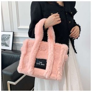 Autumn and Winter New Letter Tote Korean Version Fashion Diagonal Straddle Handheld Plush Bag 2024 Design Fashion 78% Off Store wholesale