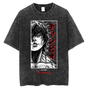 Herr t-shirts anime grappler baki hanma t skjortor unisex harajuku streetwear mode tvättade t-shirts 100% bomull sommarkläder casual wear