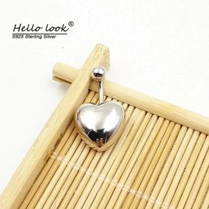 Jóias hellolook 925 Sterling Silver Belly Piercing Button Ring Love Heart Body Moda