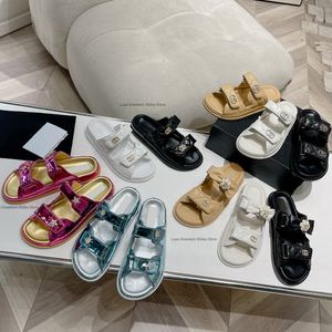 Yaz terlik sandaletleri üst kaliteli yuvarlak ayak parmağı gerçek deri taban düz rahat ayakkabı kadın lüks tasarımcılar fabrika ayakkabıları kutu