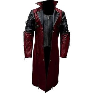 Spring And Autumn Season New Fashionable Long Style European And American Men's Motorcycle Large Leather Jacket Men's Wear