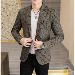 Ternos masculinos masculinos Blazers Spring Moda de alta qualidade Versão coreana A jaqueta de terno de festas formal de casamento formal impresso M-3xl