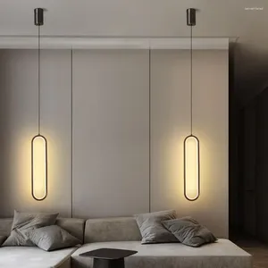 Pendant Lamps Nordic Bedroom Suspensions Luminaire Warm White Lustre Minimalist LED Chandelier Gold Black AC 110V-220V For Living Room