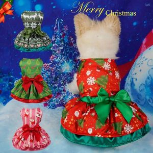 Cão vestuário pet vestido de natal fácil de usar adorável encantador bowknot decoração cães roupas de férias suprimentos