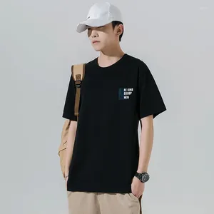 Camisas masculinas de manga curta camiseta de algodão versão coreana juventude crewneck top undershirt plus size marca na moda