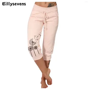 Women's Pants Fashion Mid-calf Lady Capri 2024 Summer Drawstring Pockets Cropped Women Sports Shorts For Outdoor Pantalones