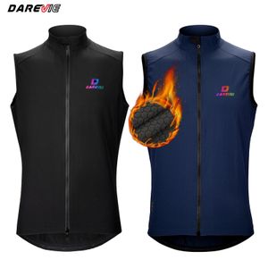 DAREVIE Cycling Vest Thermal Winter Windproof 2 Way Zippers Waterproof Cycling Windbreaker Back Zipper Pockets Men Women Rainbow 240123