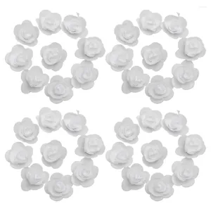 Flores decorativas 50 Pcs Simulação Artificial Cabeça de Rosa Cabeças Artesanato Fazendo Buquê Para Festa Noiva Branca