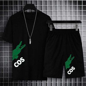 ファッションサマンメンズトラックスーツ半袖ショーツスーツ2ピースセットクラシックTシャツビーチパンツ2PCSスポーツカジュアルスーツM-5XL F9D3＃G9O7