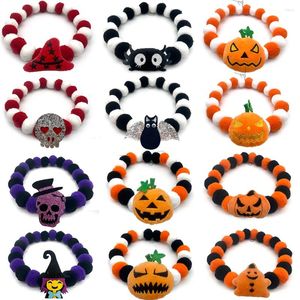 Dog Apparel 10 Pcs S/M/L/XL Bulk Halloween Pet Cat Bowtie Polyester Plush Ball Necklace Collar Grooming Accessories Supplies