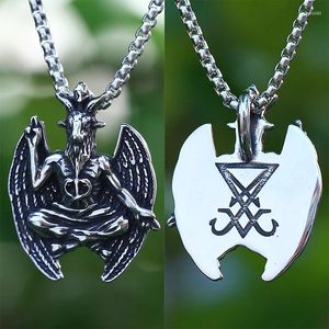 Pendant Necklaces 2024 Darkly Men's 316L Stainless-Steel Gothic Satan Goat Necklace Animal Punk Jewelry For Teens&Boyfriend Gift