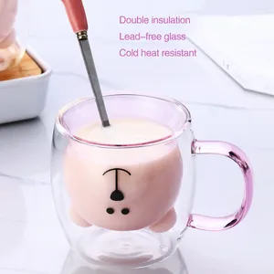 Vinglas 250 ml 2-tier 3D Creative Glass Mug Lovely Bear Innovative Beer Heat-resistent Double Wall Coffee Cup Milk Juice