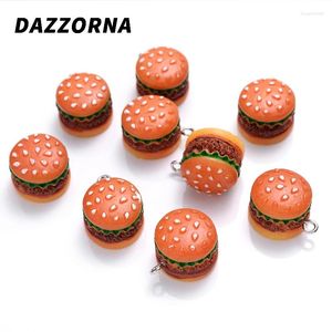 Takılar 10pcs 12x16mm Simülasyon Hamburger Reçine Kolye Kolyesi için Kolye Kolyesi Anahtar Ke Takıları Yapma DIY Bulguları