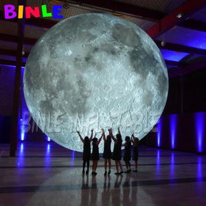 Iluminação gigante cinza por atacado Bola inflável da lua pendurada Planeta Balão para Decoração do Festival 001