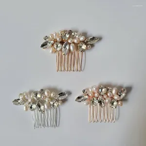 Hair Clips SLBRIDAL Handmade Trendy Alloy Crystal Rhinestones Freshwater Pearls Bridal Comb Wedding Accessories Women Jewelry