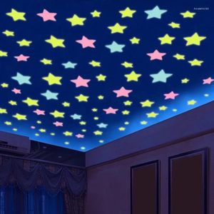 Fensteraufkleber, 100 Stück, im Dunkeln leuchtende Wand, leuchtende fluoreszierende Malerei, Spielzeug, Kunstaufkleber für Kinder, Schlafzimmer, Decke