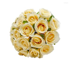 Dekorativa blommor Autumn Rose Artificial Flower Bride Big Simulation Bouquet Wedding Table Party Decoration Vase DIY Inomhus vardagsrum