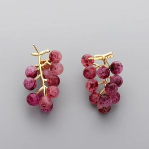 Wysokiej jakości 925 Srebrna igła Purple Grape Crystal Studs For Women Girl