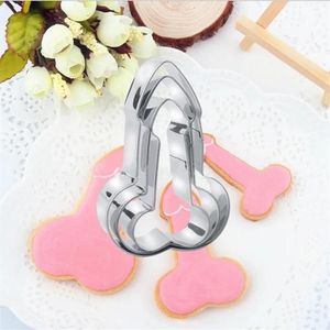 Stampi da forno 3 pezzi / set Taglierina per biscotti a forma di pene sexy per adulti per stampo per biscotti Decorazione torta fondente Utensile da cucina in metallo Compleanno P248K