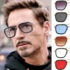 Solglasögon Steam Punk Tony Stark Solglasögon Män Kvinnor Fashion Square Driving Glasses Unisex Metal Frame Trendy Shades Lentes de Sol Hombre YQ240131