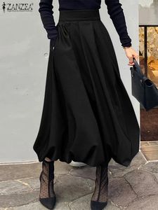 Skirts ZANZEA 2024 Fashion Pleated Jupes Femme Korean Style Bud Hem Women Elegant Midi A-line Streetwear High Waist Long