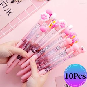 Caneta gel de lantejoulas rosa brilhante 10 tamanhos, canetas fofas, lápis de tinta, papelaria original, romance escolar, estética engraçada