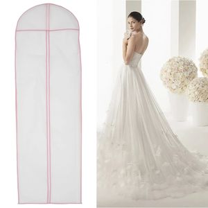 180cm Long Wedding Dress Dust Cover with Zipper Non-woven Fabric Garment Suit Storage Bag Clothing Protector Cover for Wardrobe 240122