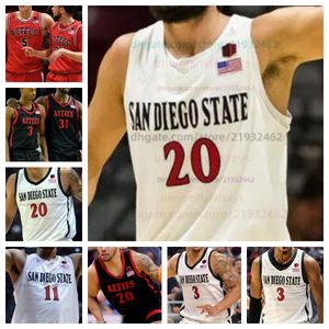 San Diego State Basketball-Trikot, NCAA-Trikot mit Nähten, beliebiger Name, Nummer, Herren, Damen, Jugend, bestickt, Jaedon LeDee, Reese Waters, Miles Byrd, Magoon Gwath