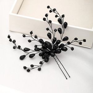 Grampos de cabelo cor preta cristal hairpins artesanal vintage barroco tiara headpiece casamento feminino acessórios de noiva jóias