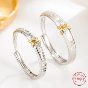 Cluster Rings High Quality Women's 925 Sterling Silver Jewelry Fashion Cross Crystal Zircon Couple Ring For Men XY0311